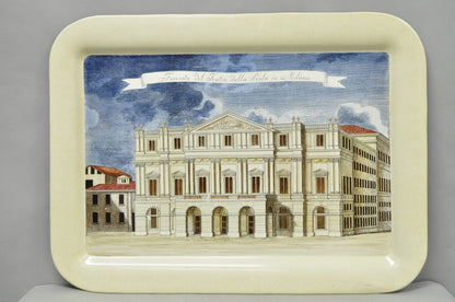Vintage Fornasetti Milano Italy Italian Large Tole Metal Tray Piazza della Scala