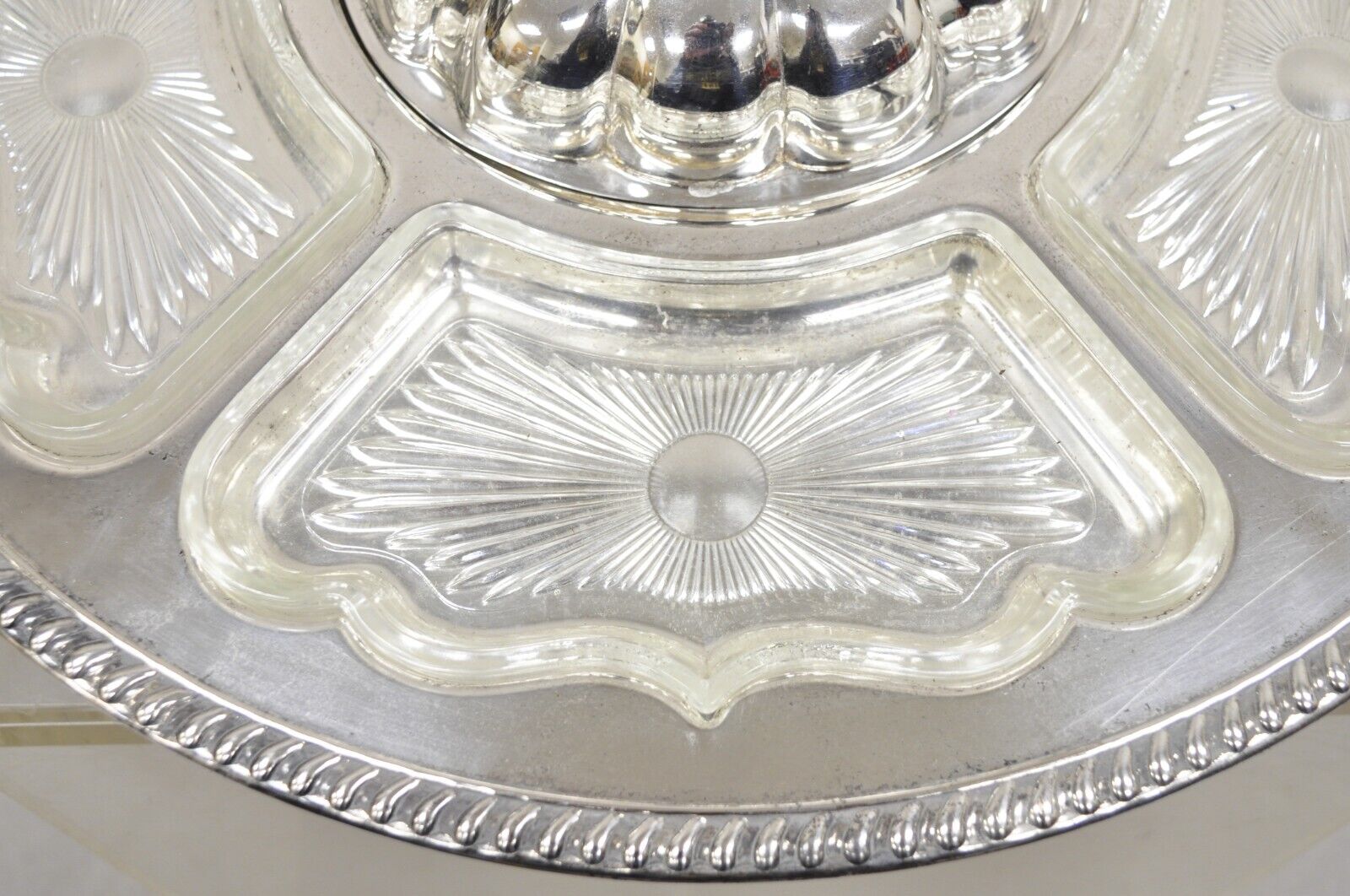 Vintage Victorian Silver Plated Lazy Susan Revolving Serving Platter Tray