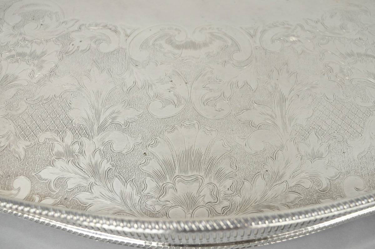 Vintage William Adams Sheffield England Edwardian Silver Plated Scalloped Tray