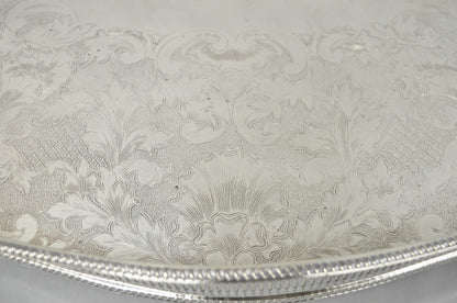 Vintage William Adams Sheffield England Edwardian Silver Plated Scalloped Tray