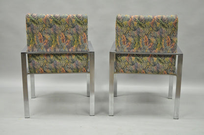 Pair Harvey Probber attr Aluminum Lounge Arm Chairs Vtg Metal Mid Century Modern