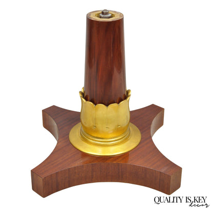 Vintage French Regency Style Mahogany & Gold Gilt Plume Table Pedestal Base (B)