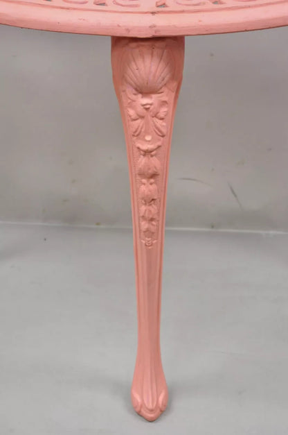 Vintage Italian Neoclassical Style Cast Aluminum Pink Demilune Console Table