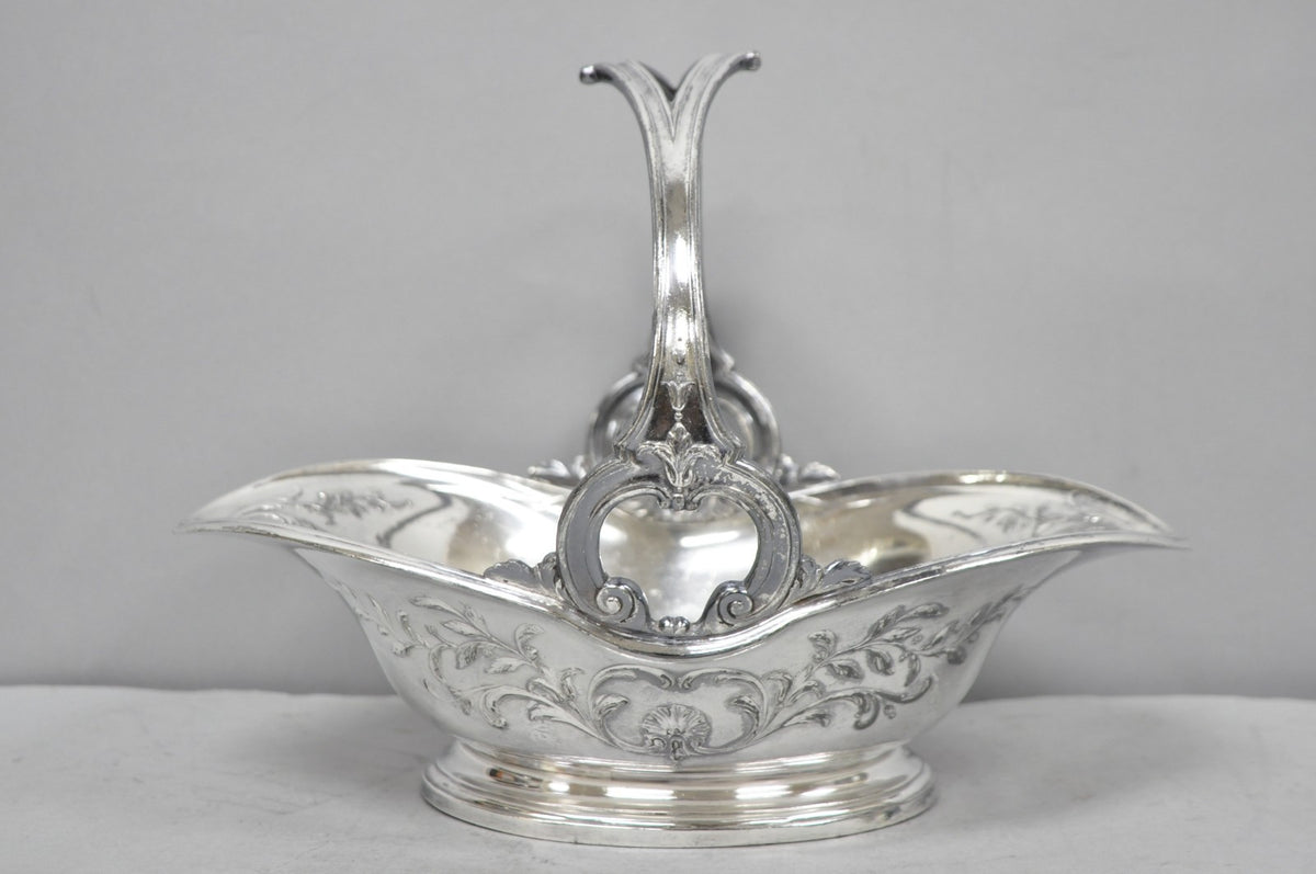Antique Christofle Gallia French Art Nouveau Silver Plated Fruit Basket w Handle
