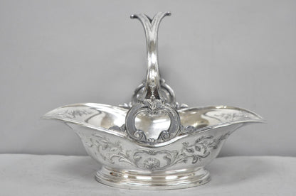 Antique Christofle Gallia French Art Nouveau Silver Plated Fruit Basket w Handle