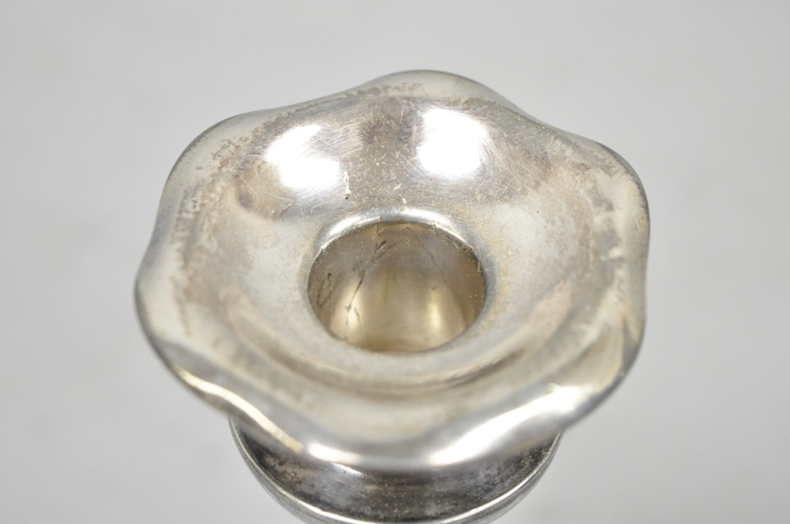 Antique Art Nouveau Silver Plated Floral Repousse 8" Candlestick by Victor