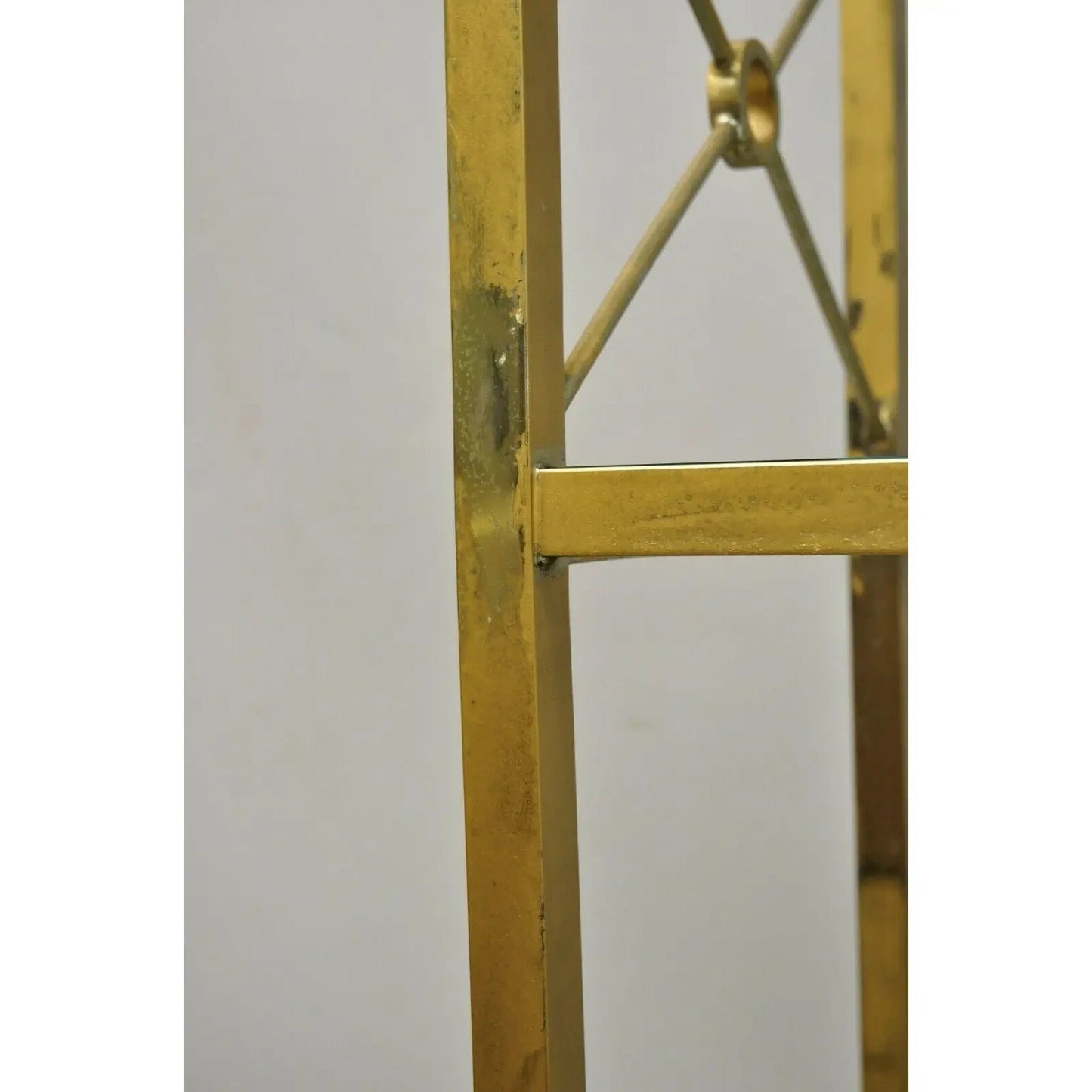 Vintage Hollywood Regency Modern Brass Plated Metal Gold X-Form Etagere Bookcase