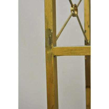 Vintage Hollywood Regency Modern Brass Plated Metal Gold X-Form Etagere Bookcase