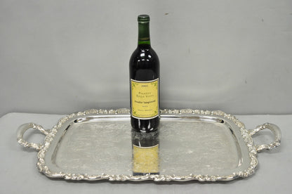 Vintage Oneida Victorian Silver Plated Etched Butlers Serving Platter Bar Tray