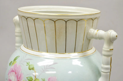 Antique Ironstone China Coxon & Co Green Porcelain Wash Bowl Basin & Pitcher