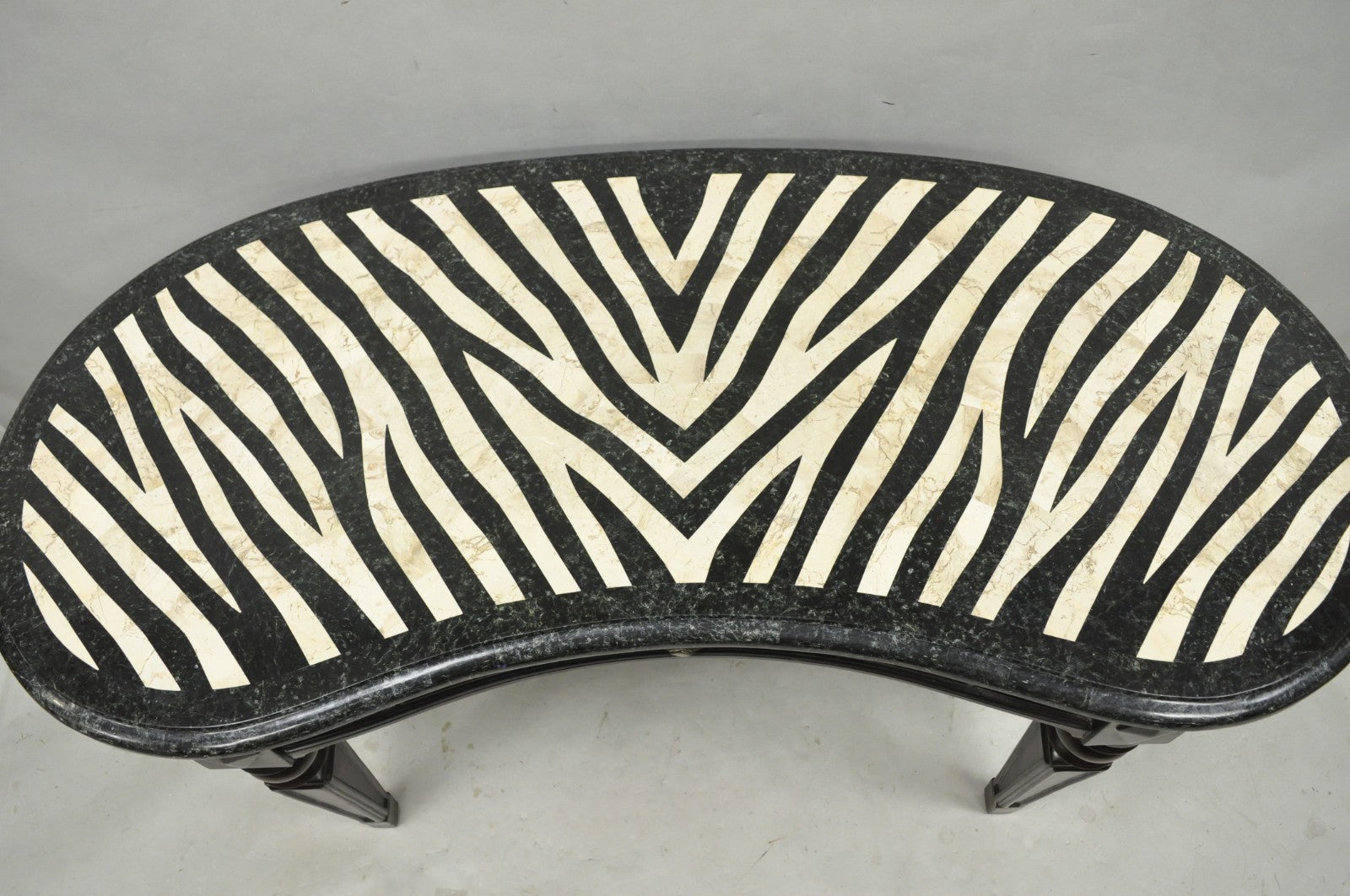 Seven Seas by Hooker Furniture Zebra Tessellated Stone Kidney Shaped Table Desk