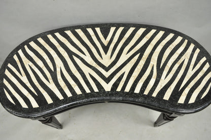 Seven Seas by Hooker Furniture Zebra Tessellated Stone Kidney Shaped Table Desk