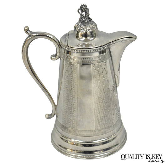 Antique English Victorian Silver Plated Small Coffee Pot Teapot Creamer Monogram