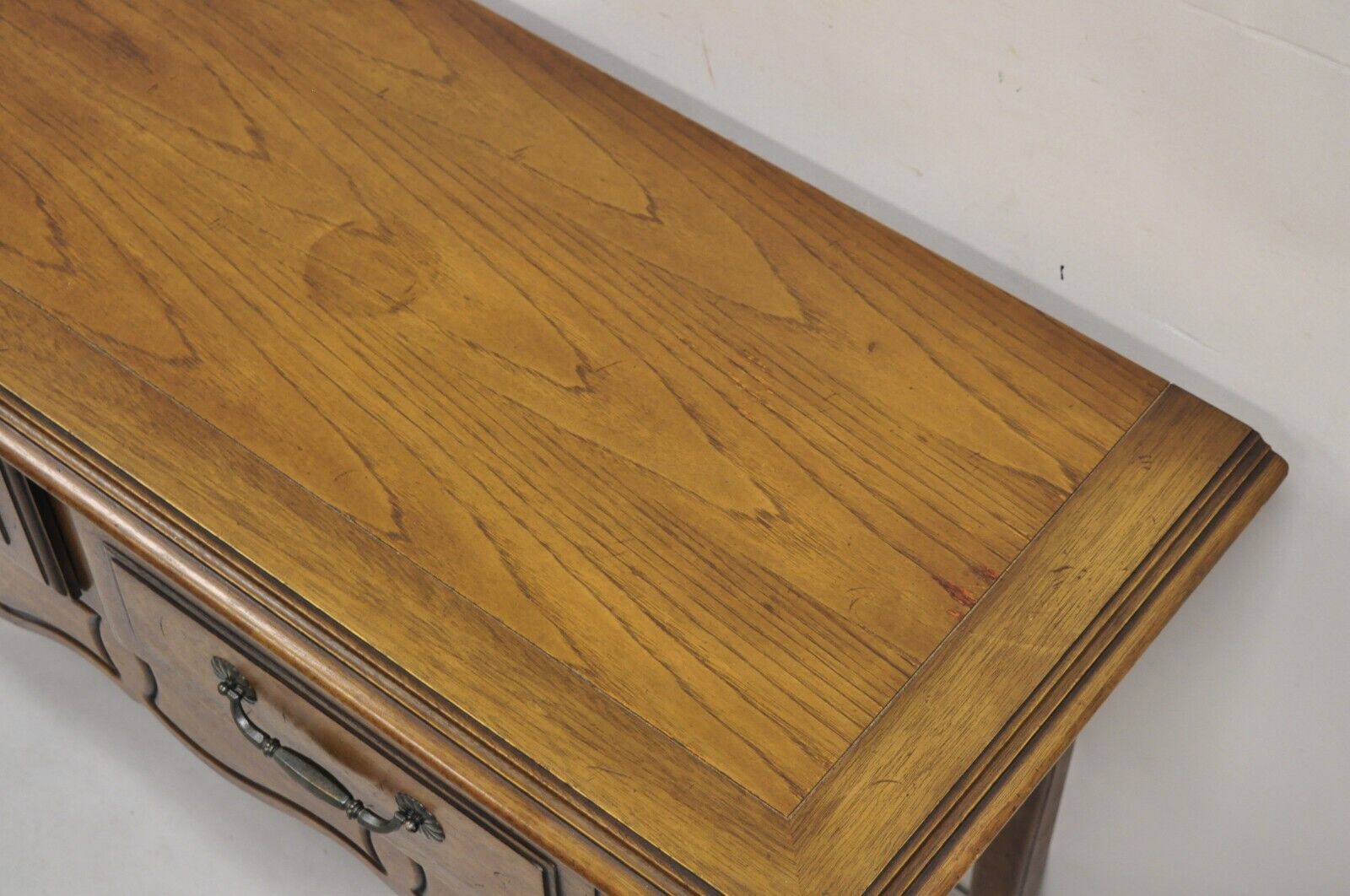 Century French Country Provincial Style Carved Oak & Pecan Wood Sideboard Buffet
