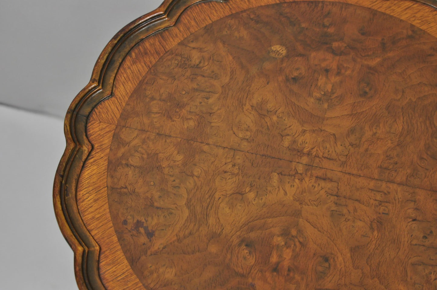 Antique French Louis XV Style Burl Walnut Small Pedestal Base Accent Side Table