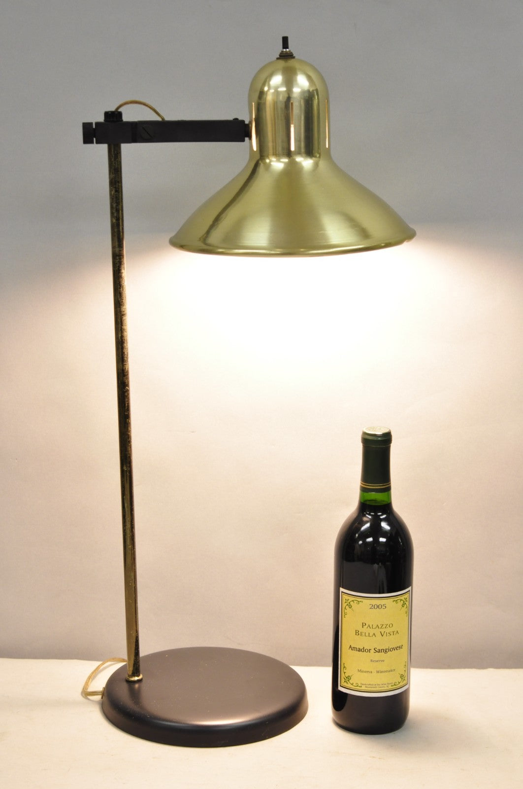 Vintage Mid Century Modern Adjustable Height Brass Cone Task Desk Lamp