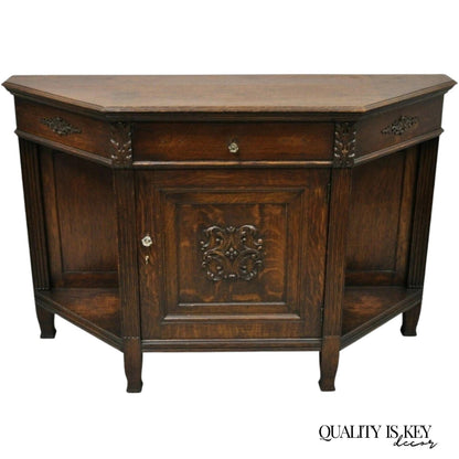 Antique French Renaissance Oak Wood Sideboard Buffet Console Table Cabinet