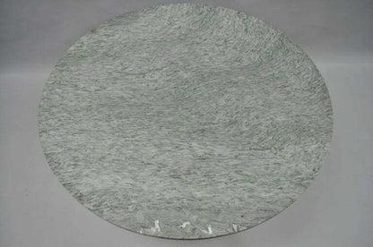 French Empire Round Marble Top Corinthian Column Wood Pedestal Base Coffee Table