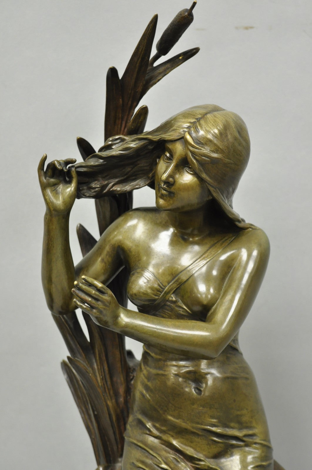 Antique Edouard Drouot (1859-1945) "La Rosse" French Bronze Sculpture of Woman