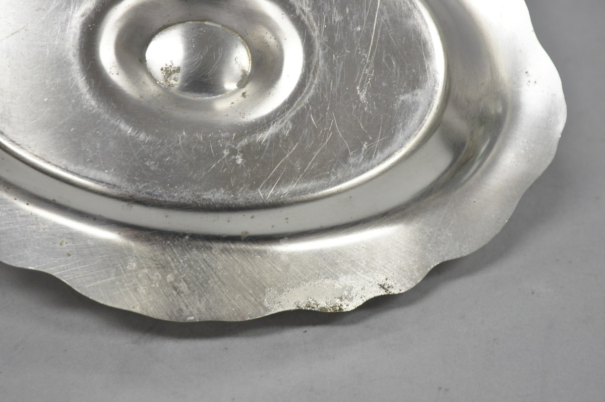 Vintage Victorian Style Silver Plated Gravy Sauce Boat w/ Attached Dish
