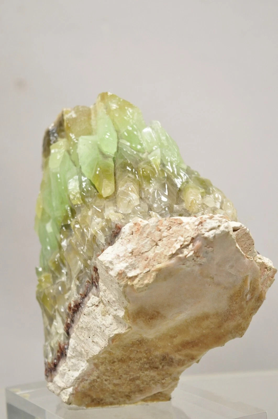 Large Green Calcite Quartz Mineral Geode Specimen Sculpture by Brenda Houston