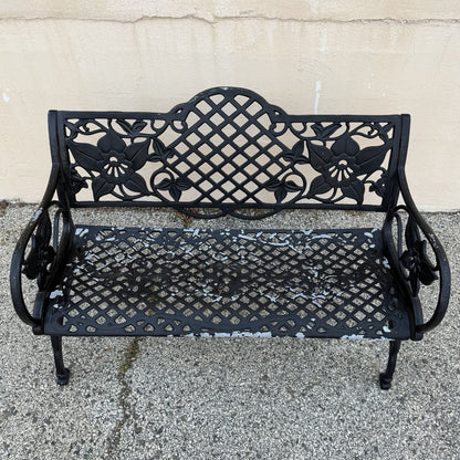 Contemporary Art Nouveau Style Cast Aluminum Garden Patio Garden Bench Loveseat