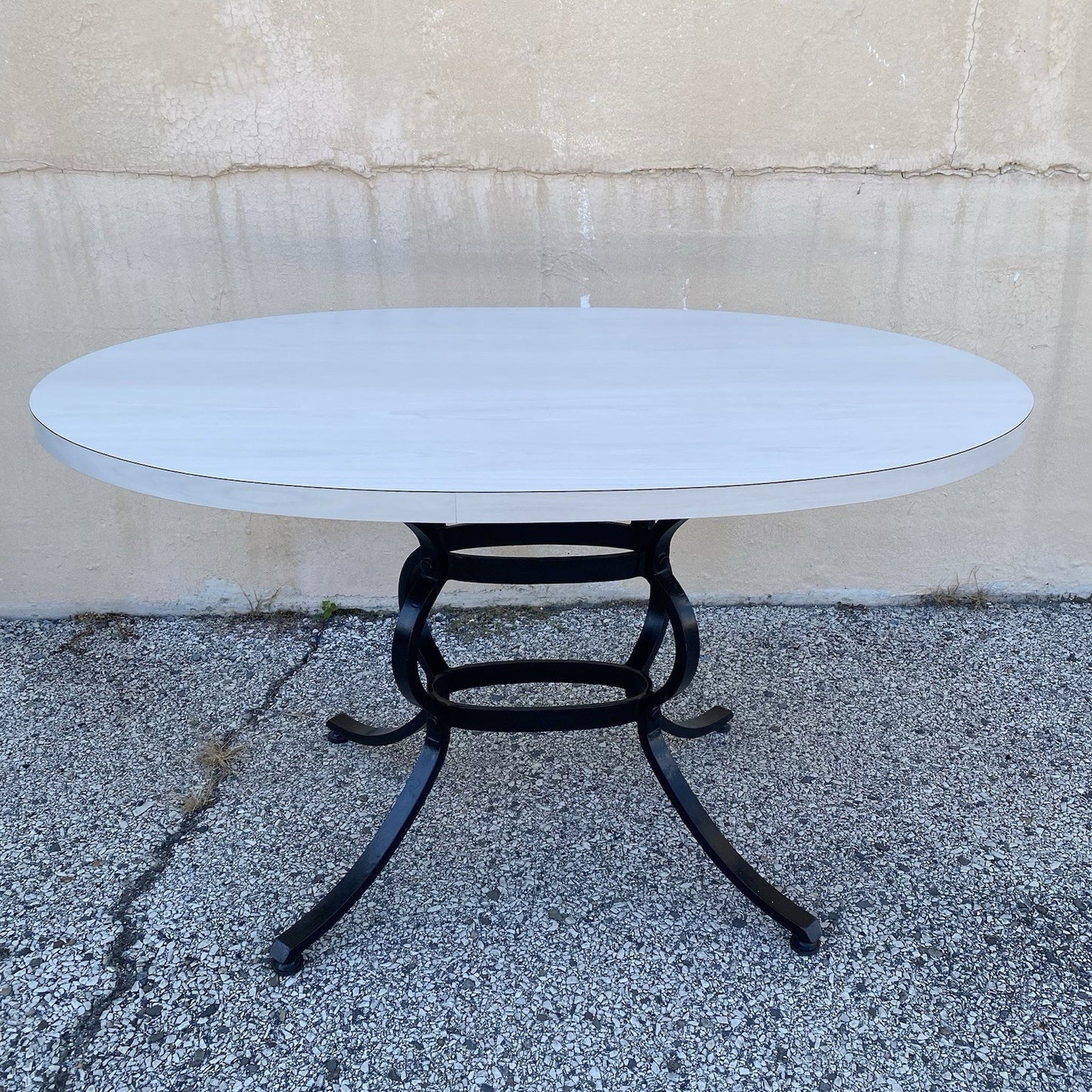 Vintage Mid Century Modern Black Iron Kitchen Dining Set 4 Chairs Table 5 Pc Set