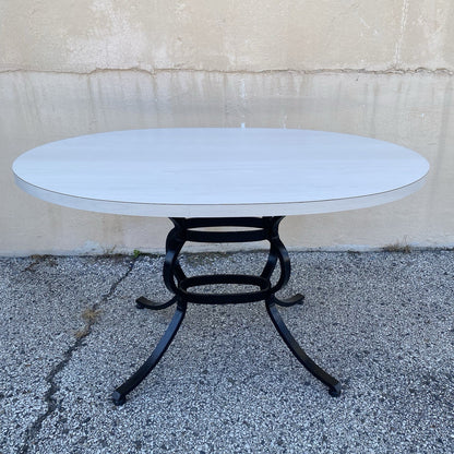Vintage Mid Century Modern Black Iron Kitchen Dining Set 4 Chairs Table 5 Pc Set