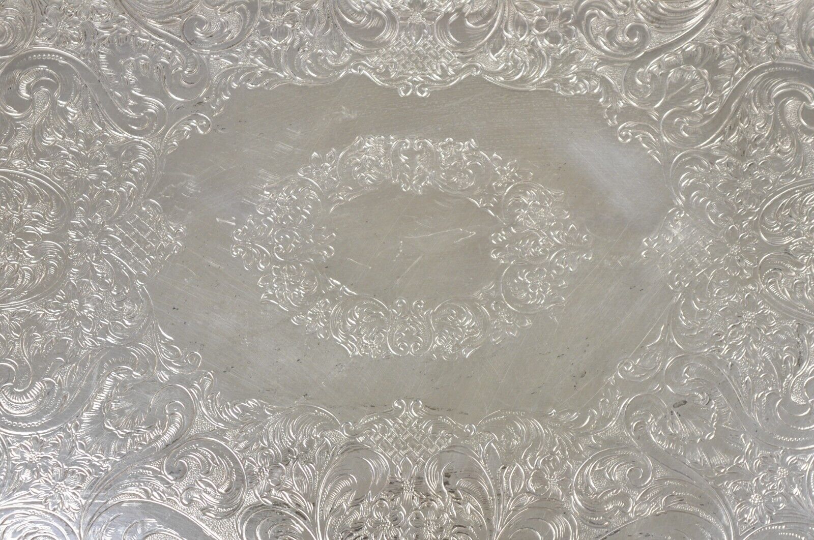 Vintage Sheffield Victorian Style Silver Plated Rectangular Serving Platter Tray