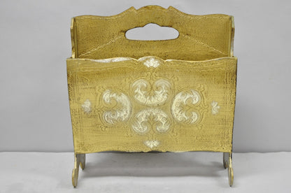 Vintage Italian Hollywood Regency Gold Cast Plastic Magazine Rack Stand