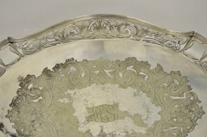 Antique D&H England Victorian Silver Plated Scalloped Serving Platter Bar Tray
