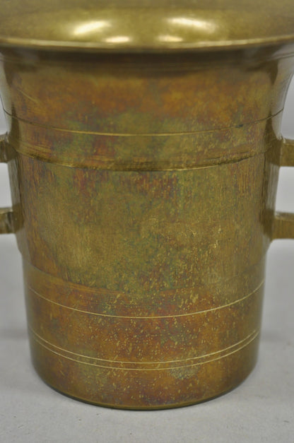 Antique Solid Bronze Brass German Apothecary Mortar with Pestle - 2 Pcs