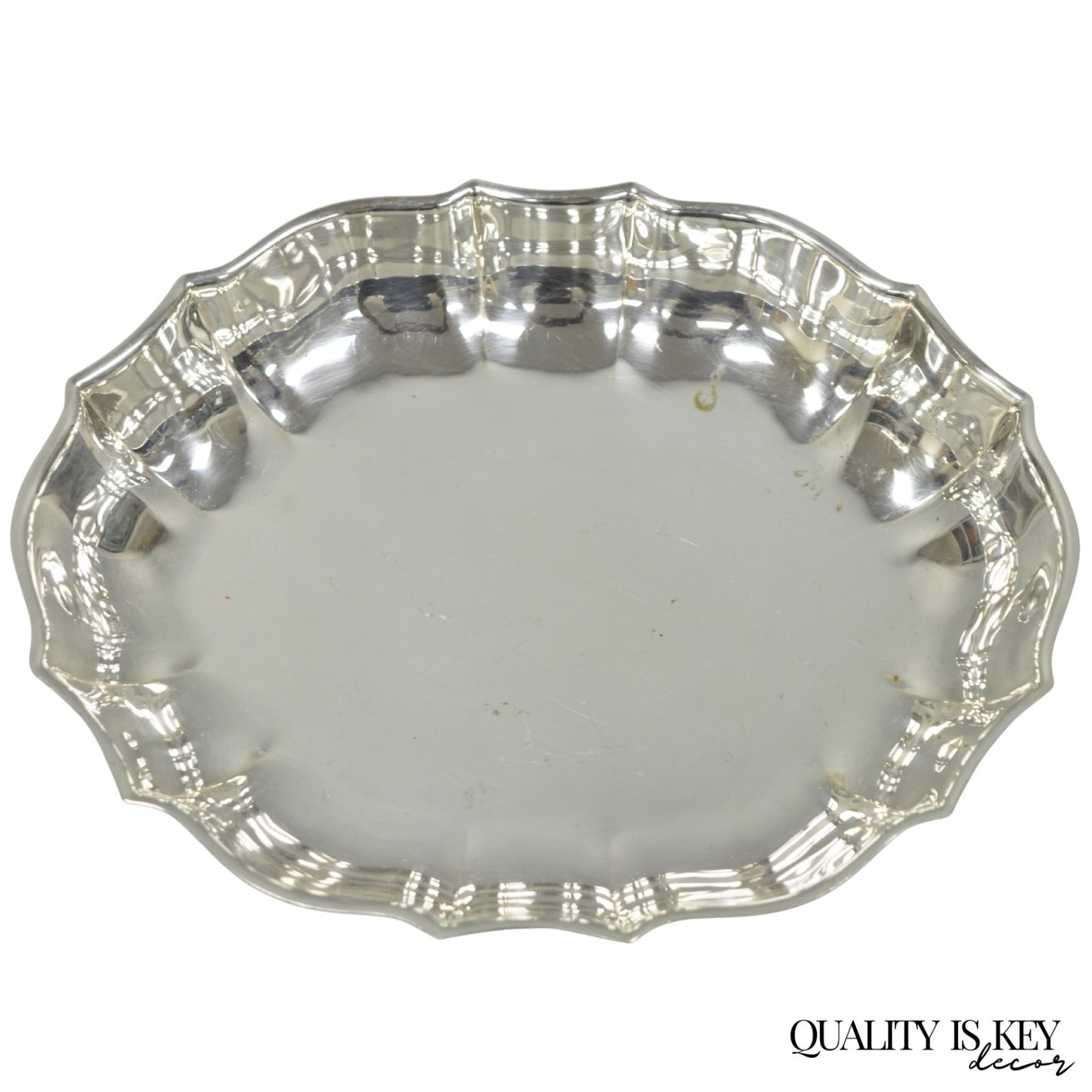 Vintage FB Rogers Regency 612 Silver Plated Oval Scalloped Serving Dish Bowl