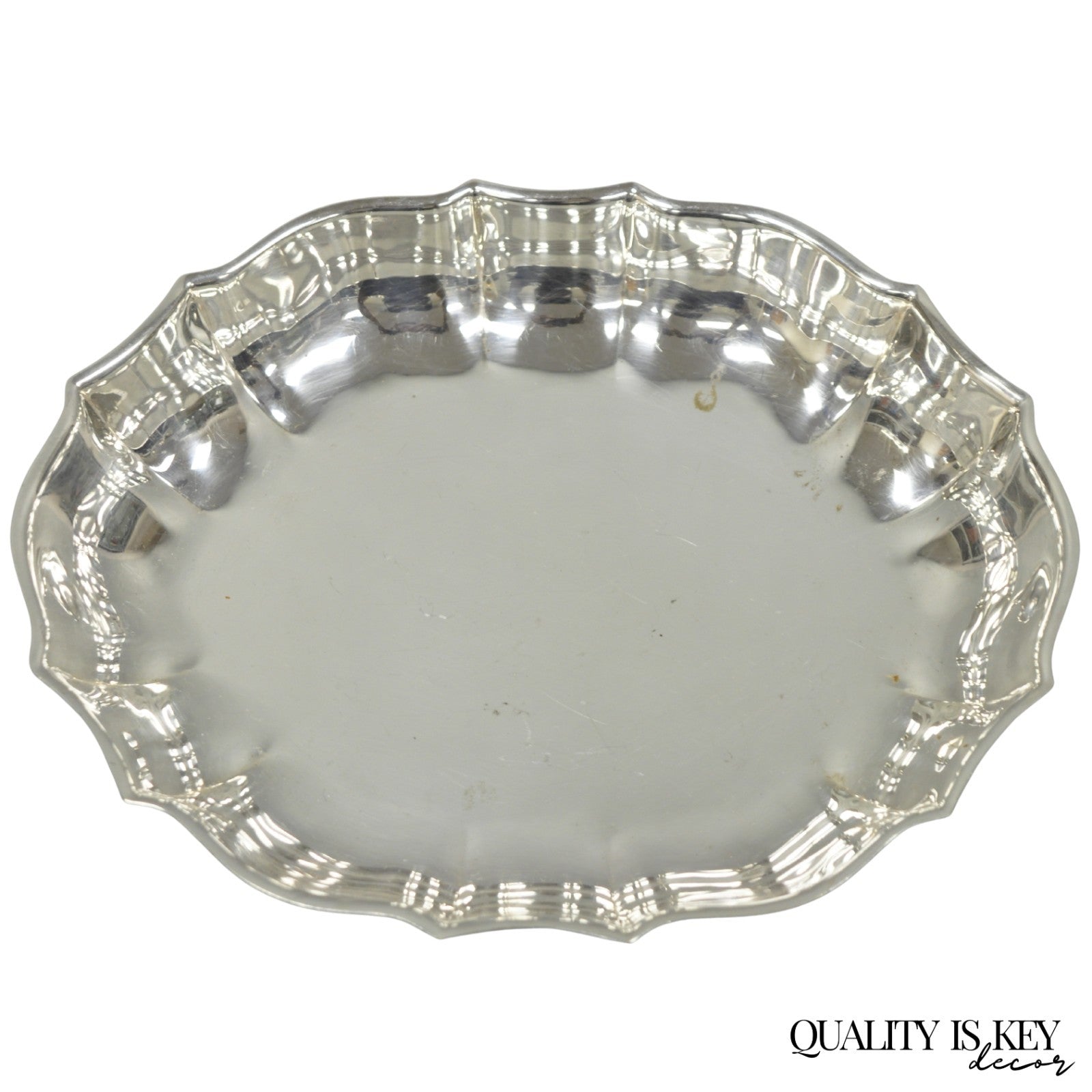 Vintage FB Rogers Regency 612 Silver Plated Oval Scalloped Serving Dish Bowl