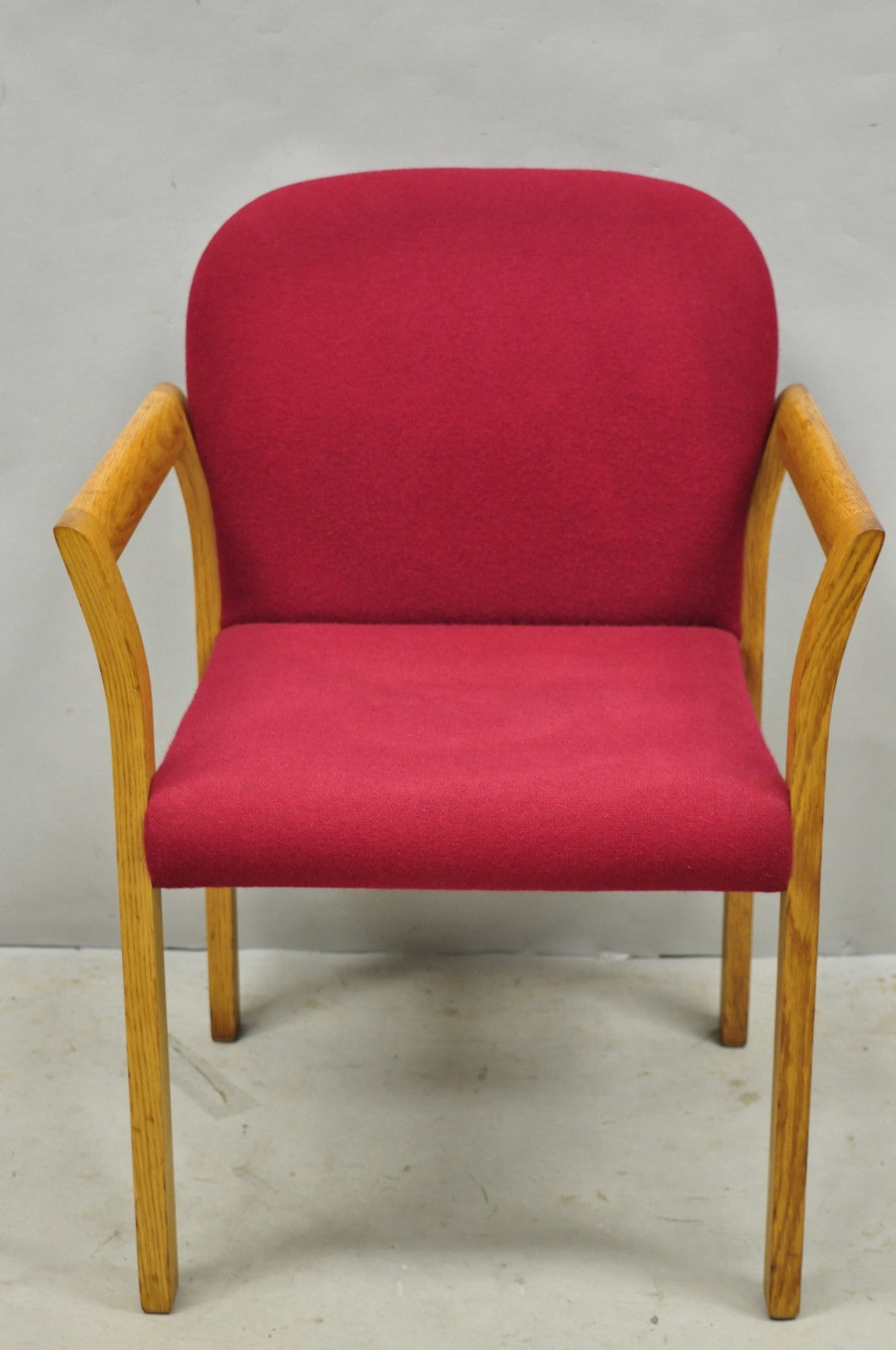 Vintage Gunlocke Mid Century Modern Oak Wood Stacking Arm Chairs - Set of 4