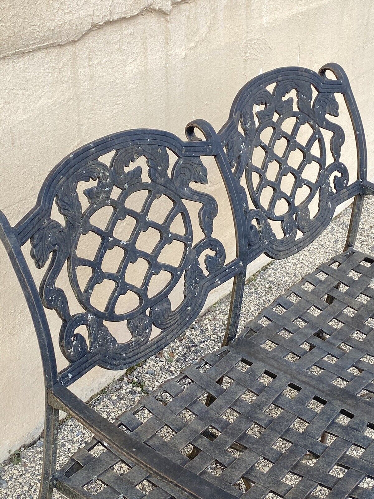 Tuscan Mediterranean Style Cast Aluminum Garden Patio Settee Loveseat