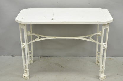 Antique Gothic Renaissance Wrought Iron Stretcher Base Potting Side Table (A)