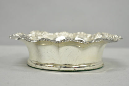 Vintage English Victorian Silver Plated Grapevine Repousse Wine Bottle Coaster
