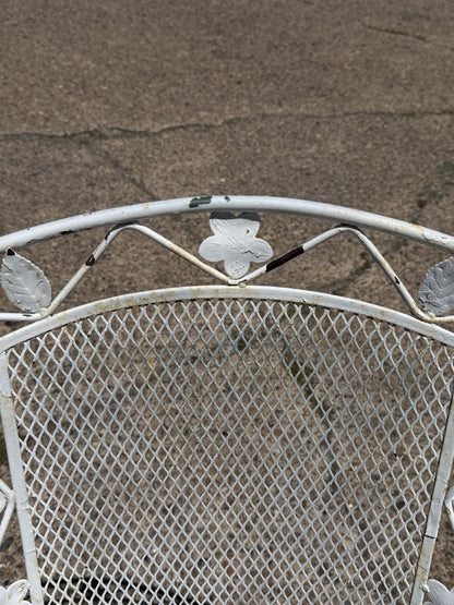 Vintage Woodard Era Floral Wrought Iron Springer Garden Patio Arm Chair - a Pair