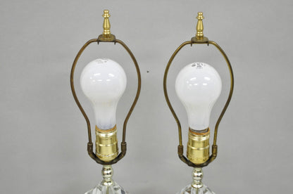 Vintage Mid Century Modern Gold Teardrop Diamond Vanity Table Lamps - a Pair