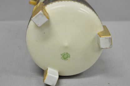 Antique Nippon Noritake Hand Painted Art Nouveau Porcelain Footed Round Vase