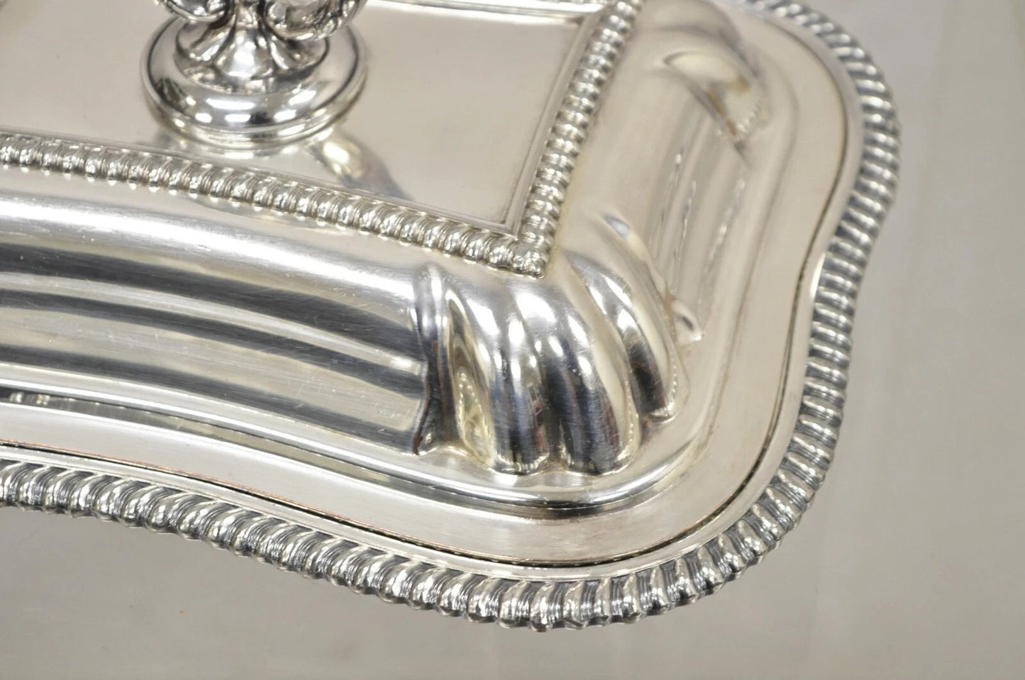 Vintage English Regency Silver Plated Covered Vegetable Serving Platter Dish