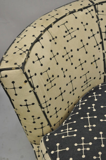 Vintage Mid Century Modern Round Upholstered Oversized Club Lounge Chairs - Pair