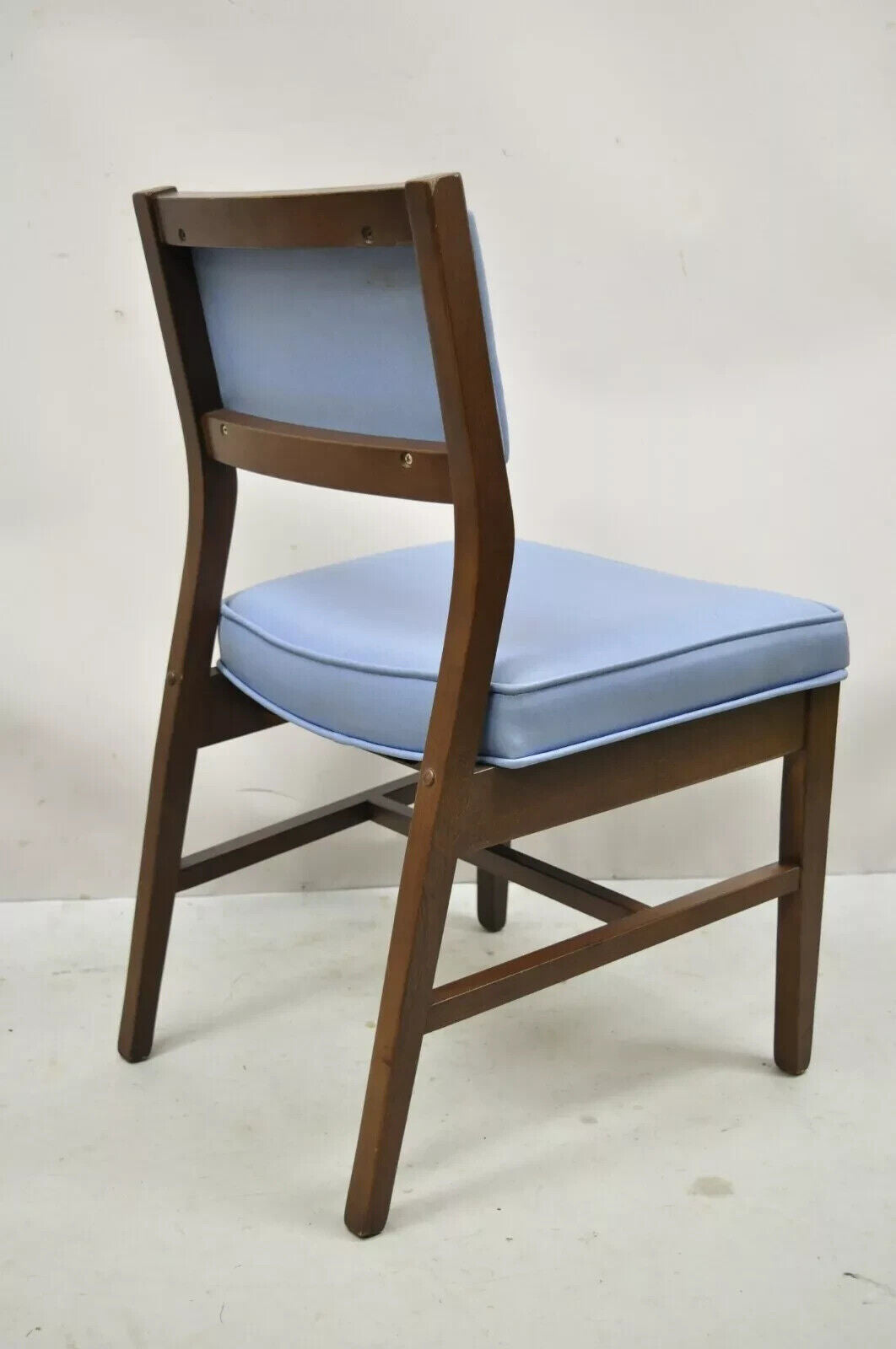 Vintage Mid Century Modern Jens Risom Style Blue Sculpted Dining Chair -Set of 6