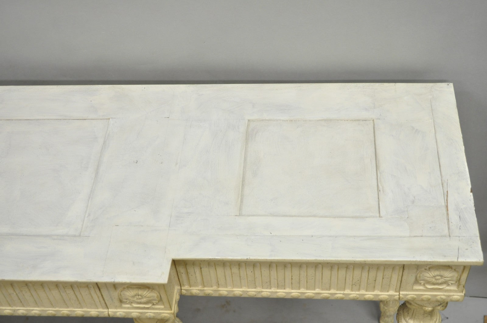Vintage Maslow Freen English Adam Style White 3 Drawer Sideboard Console Table
