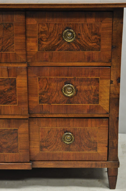 Antique Italian Biedermeier Burr Walnut 3 Drawer Commode Dresser Chest of Drawer