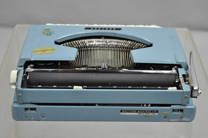 Vintage Brother Webster XL-747 Portable Typewriter Baby Blue with Metal Case