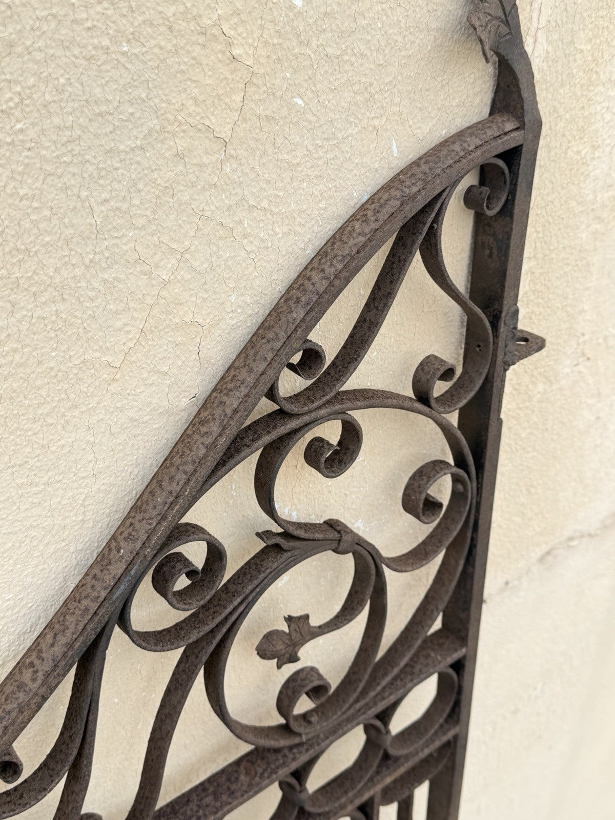 Antique Spanish Renaissance Scrolling Wrought Iron 57 x 47 Garden Entry Gate Set