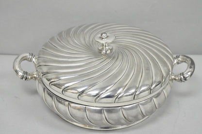 Antique Meriden B Co Spiral Swirl Silver Plated Covered Serving Dish Tureen Pair