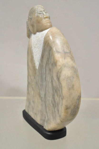Ned Archuleta Native American Figural Woman Carved Alabaster Figure Sculpture